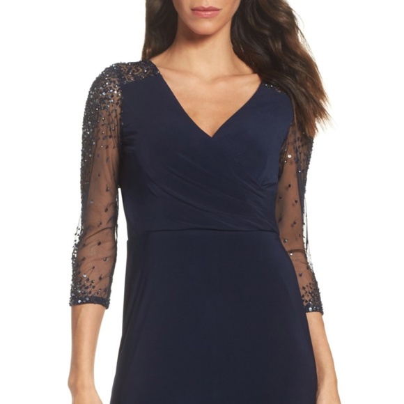 adrianna papell sequin jersey dress